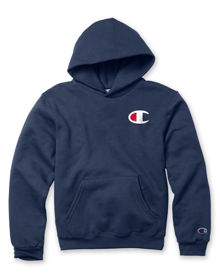 Champion Double Dry Giant C Logo Hoodie Meisjes - Donkerblauw - Belgie 6108CSKOG